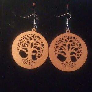 NIP - Tree Of Life Earrings Wooden Dangle  Earrings